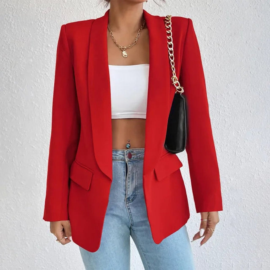 Women's Open-Front Long-Sleeve Shawl-Collar Blazer