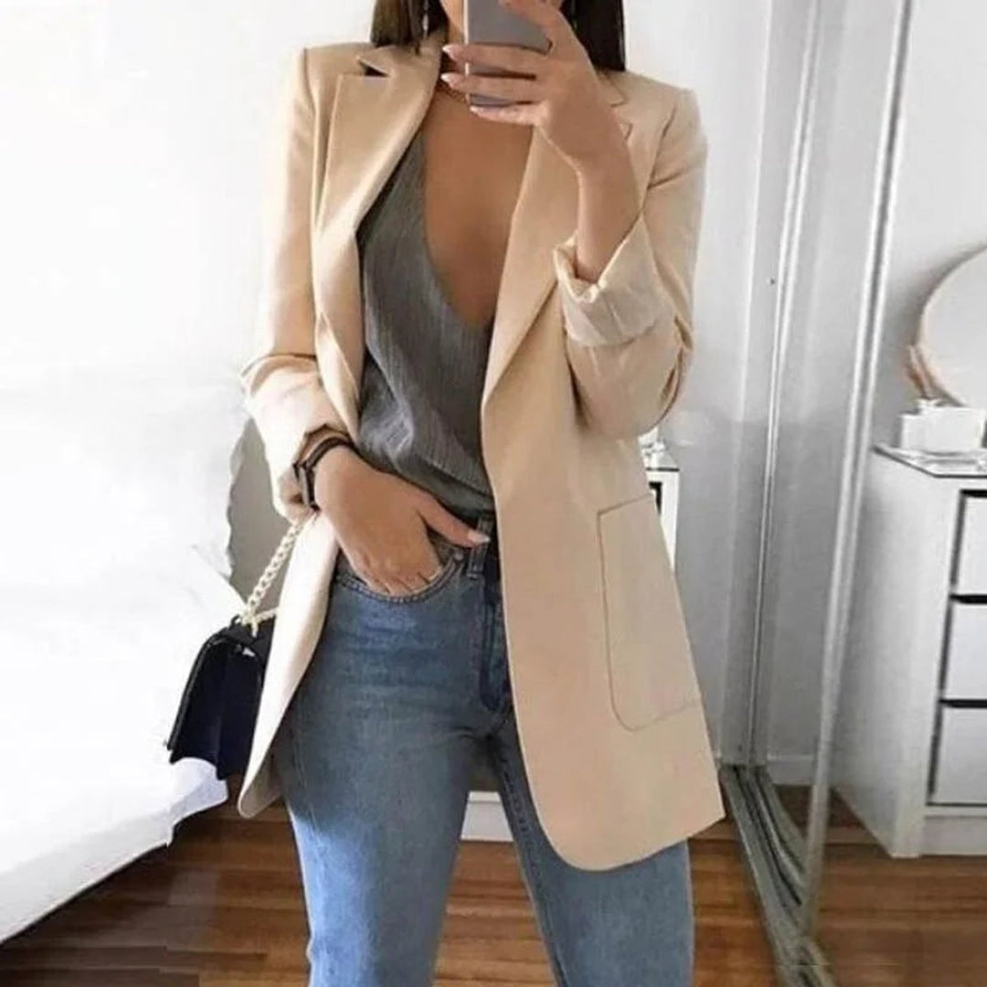 Women's Open-Front Long-Sleeve Tailored Blazer