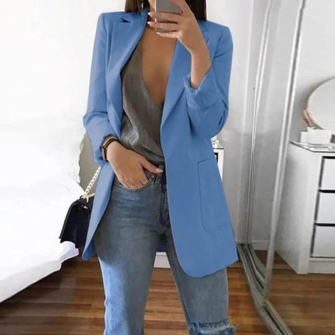 Women's Open-Front Long-Sleeve Tailored Blazer