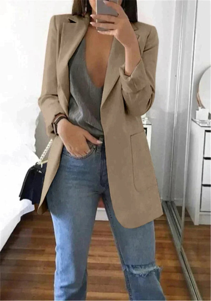 Women's Open-Front Long-Sleeve Tailored Blazer