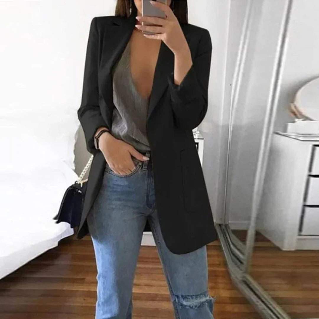 Women's Open-Front Long-Sleeve Tailored Blazer