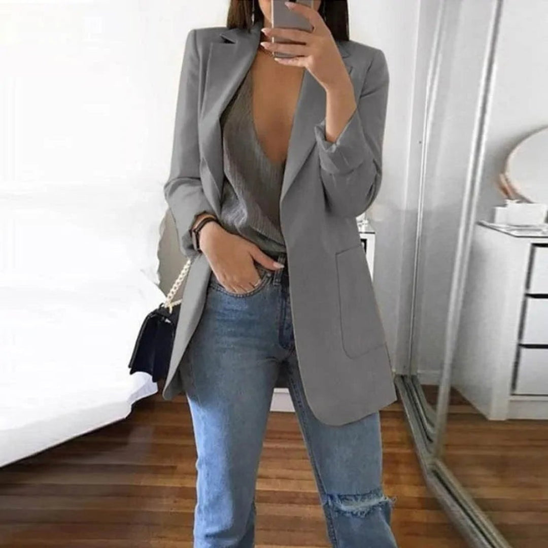 Women's Open-Front Long-Sleeve Tailored Blazer