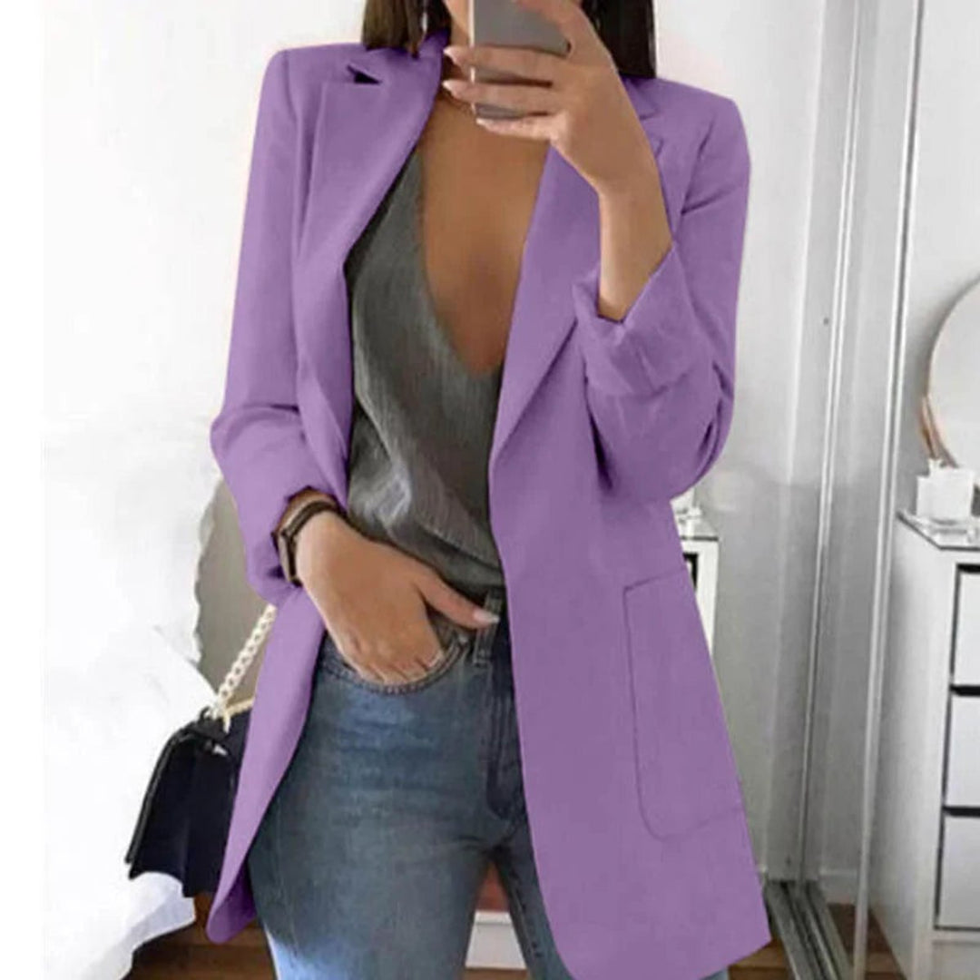 Women's Open-Front Long-Sleeve Tailored Blazer