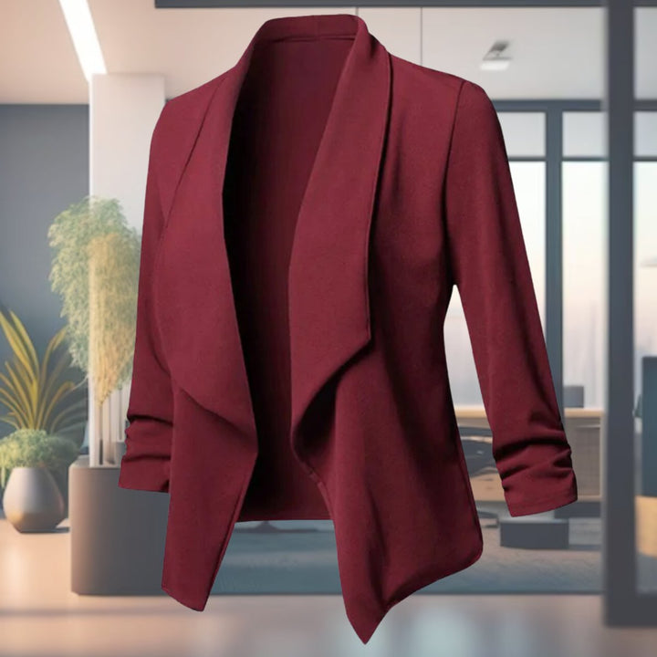 Women's Open-Front Ruched-Sleeve Slim-Fit Blazer