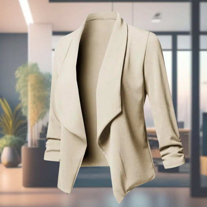Women's Open-Front Ruched-Sleeve Slim-Fit Blazer