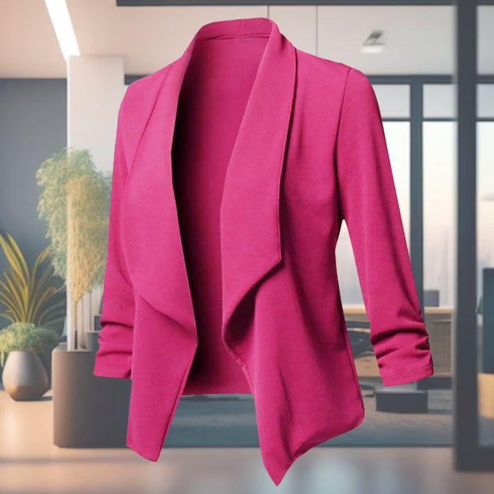 Women's Open-Front Ruched-Sleeve Slim-Fit Blazer