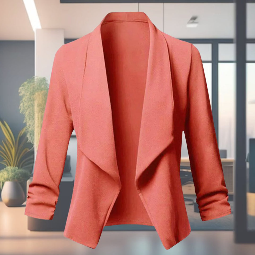Women's Open-Front Ruched-Sleeve Slim-Fit Blazer