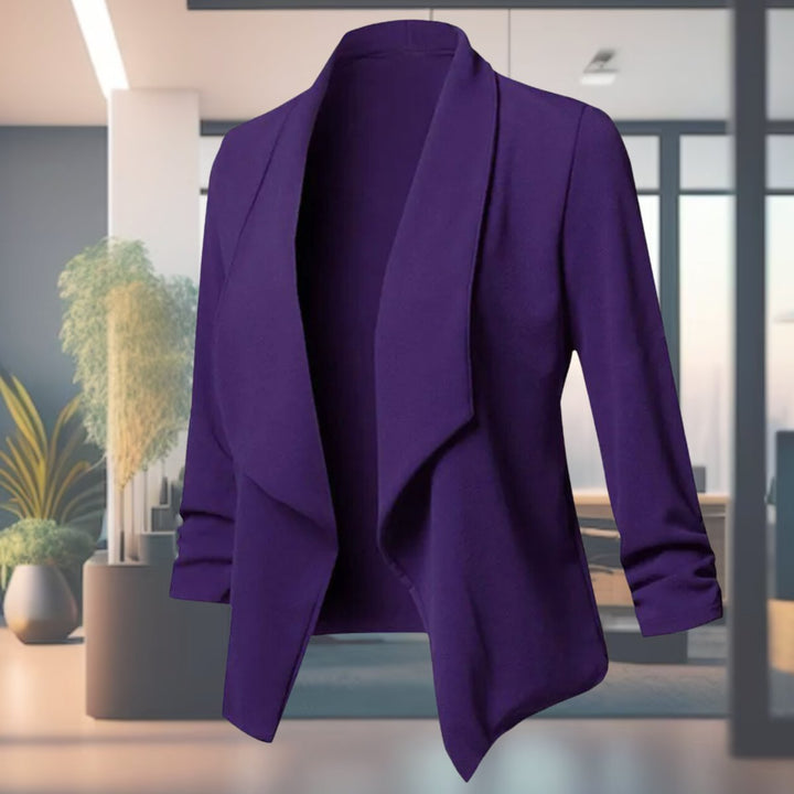 Women's Open-Front Ruched-Sleeve Slim-Fit Blazer