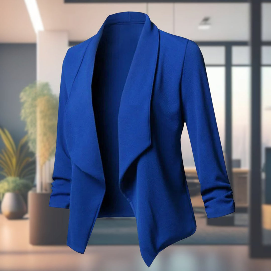 Women's Open-Front Ruched-Sleeve Slim-Fit Blazer
