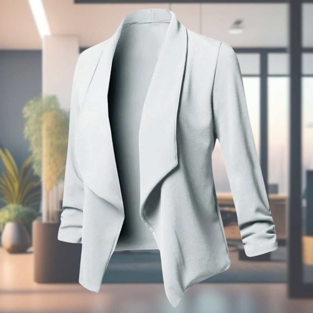 Women's Open-Front Ruched-Sleeve Slim-Fit Blazer