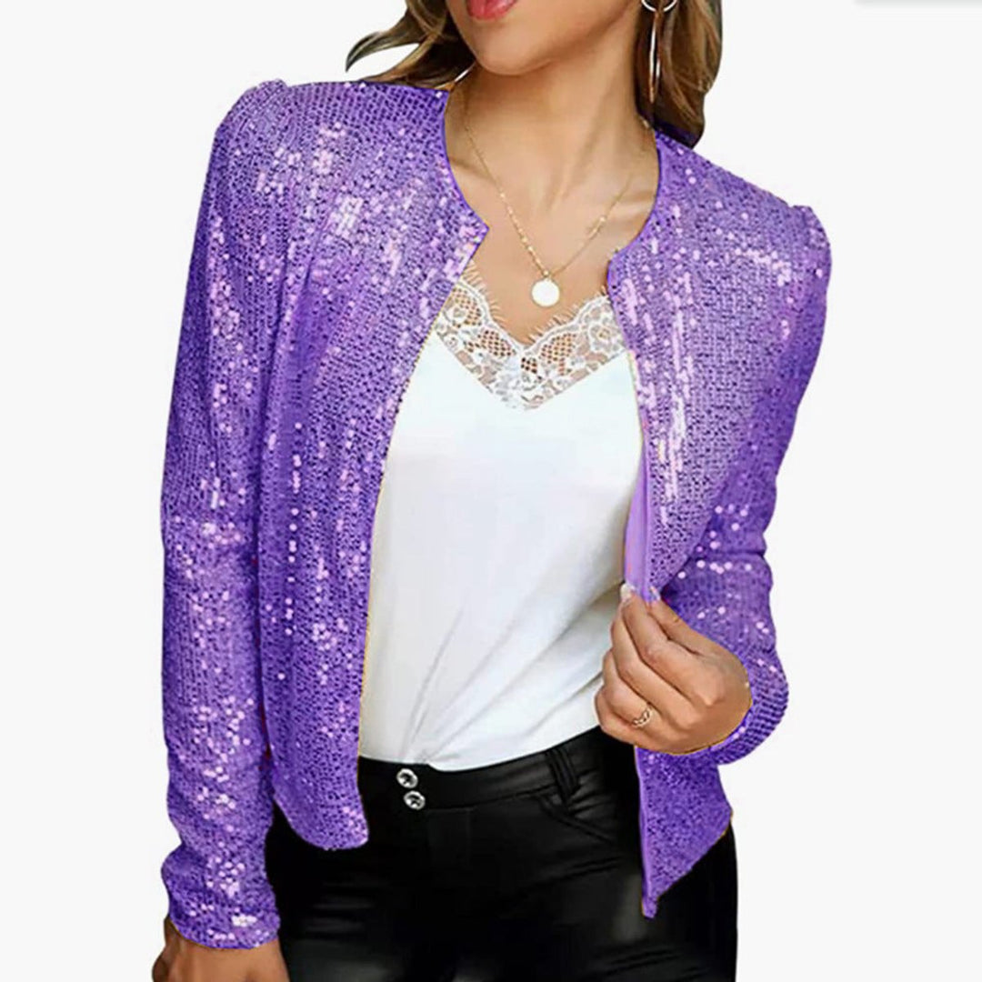 Women's Open-Front Sequin Blazer Jacket