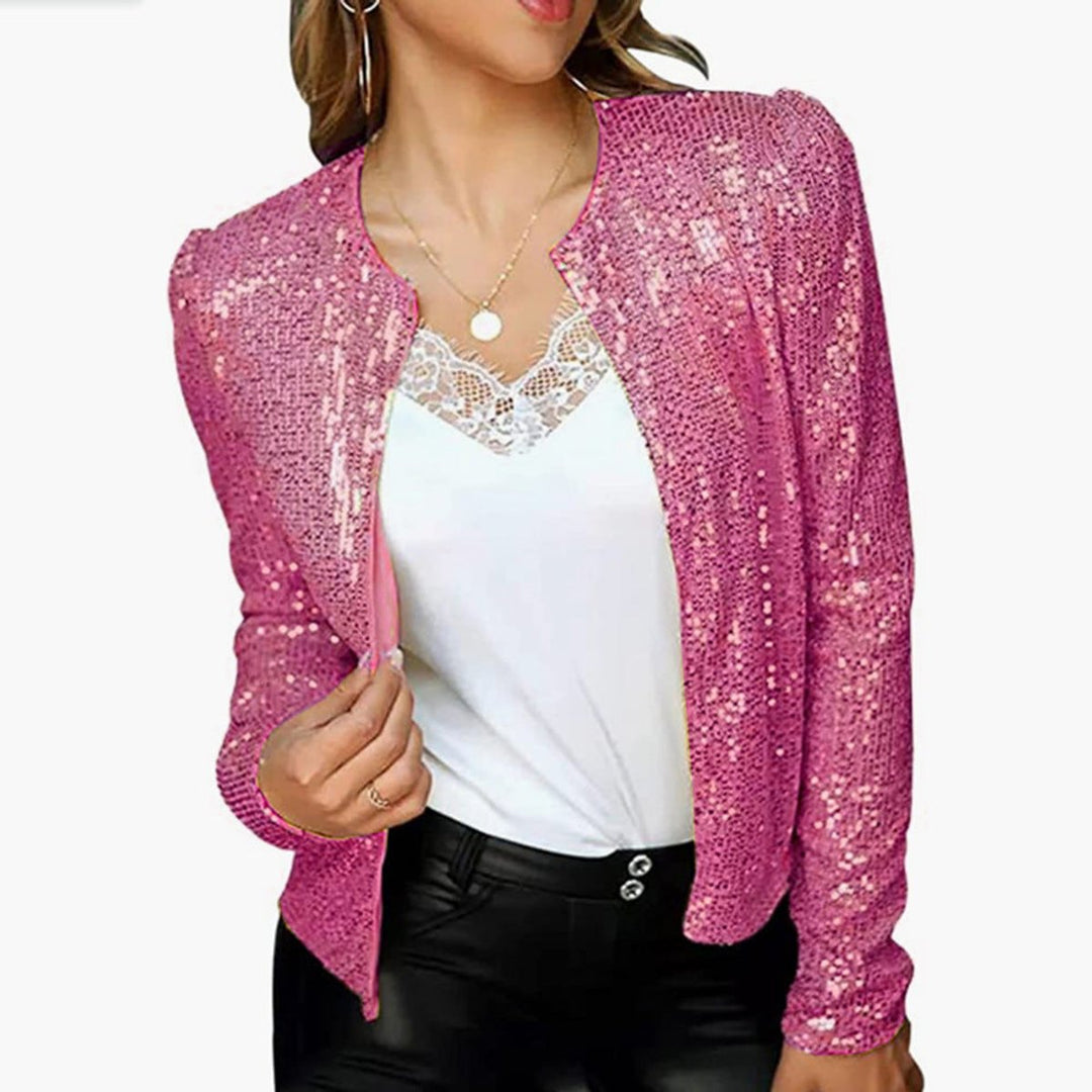 Women's Open-Front Sequin Blazer Jacket
