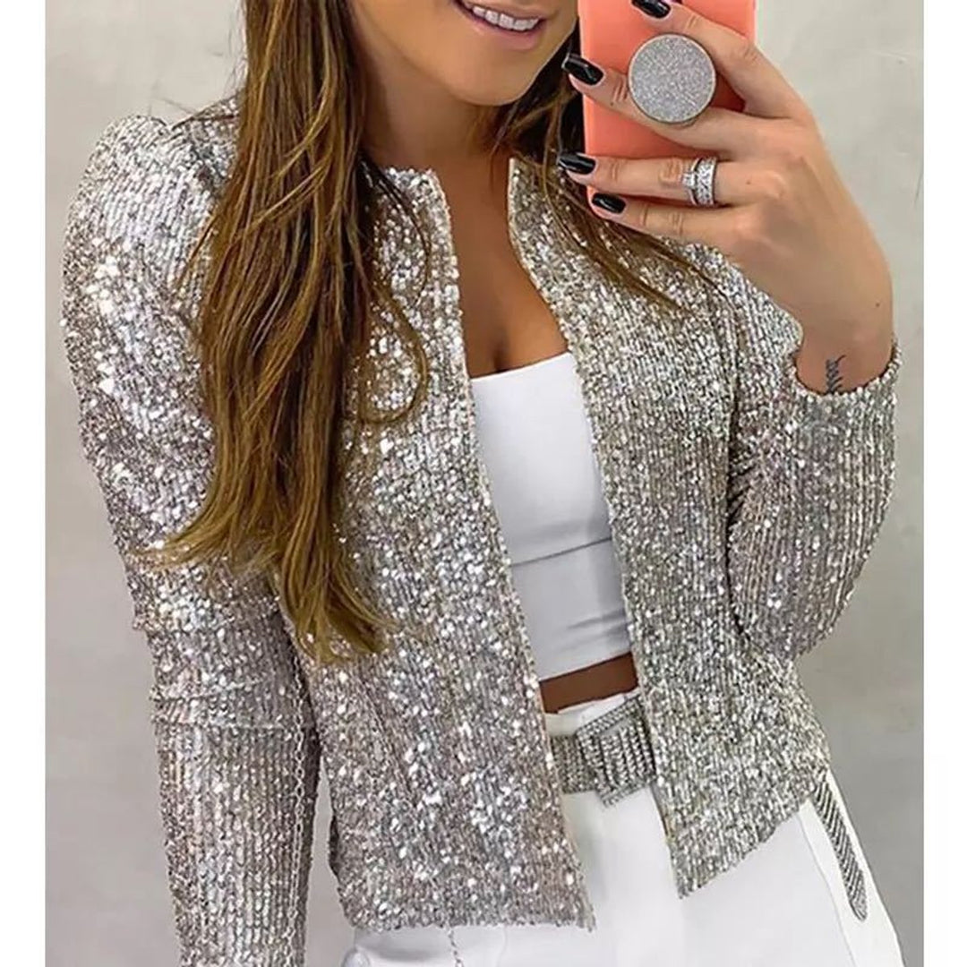 Women's Open-Front Sequin Blazer Jacket