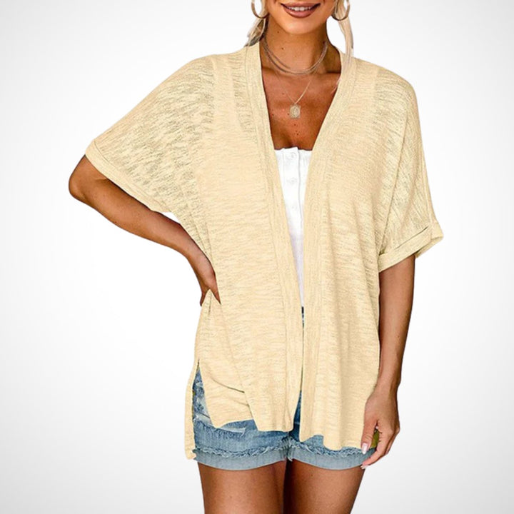 Women's Open-Front Short-Sleeve Lightweight Knit Cardigan