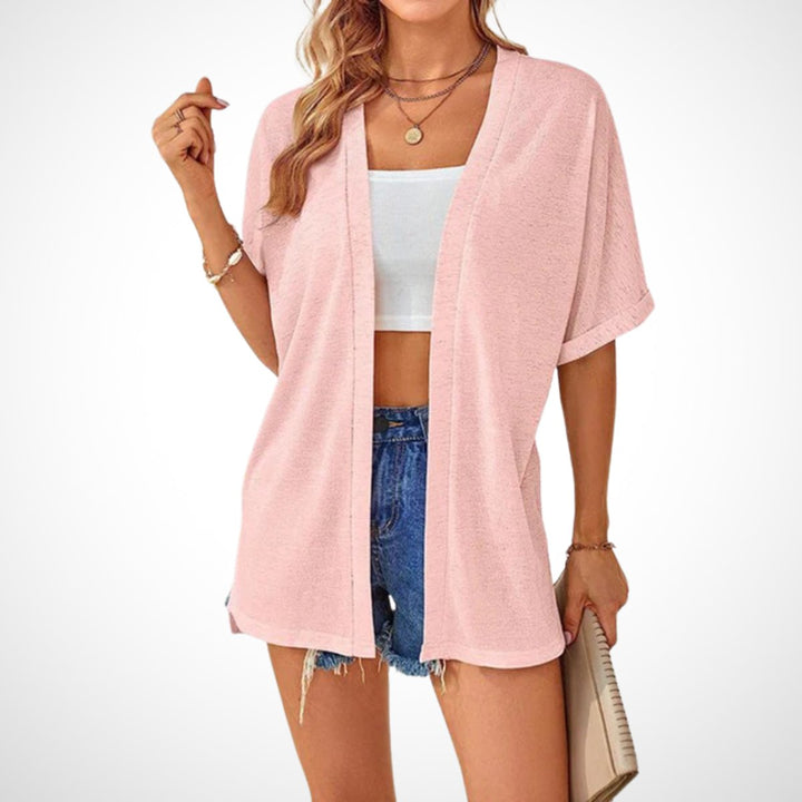 Women's Open-Front Short-Sleeve Lightweight Knit Cardigan
