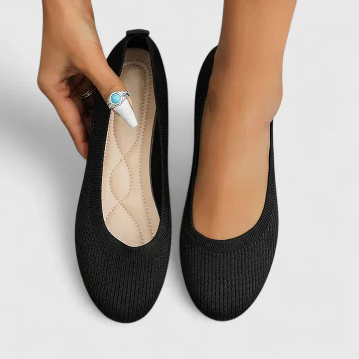Women's Orthopedic Arch-Support Knit Slip-On Flats - Black