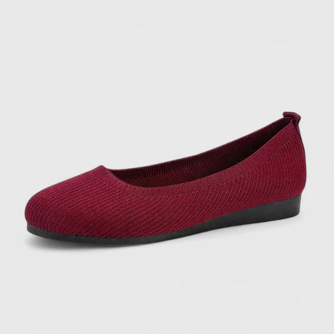Women's Orthopedic Arch-Support Knit Slip-On Flats - Burgundy