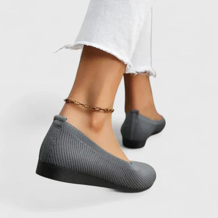 Women's Orthopedic Arch-Support Knit Slip-On Flats - Gray