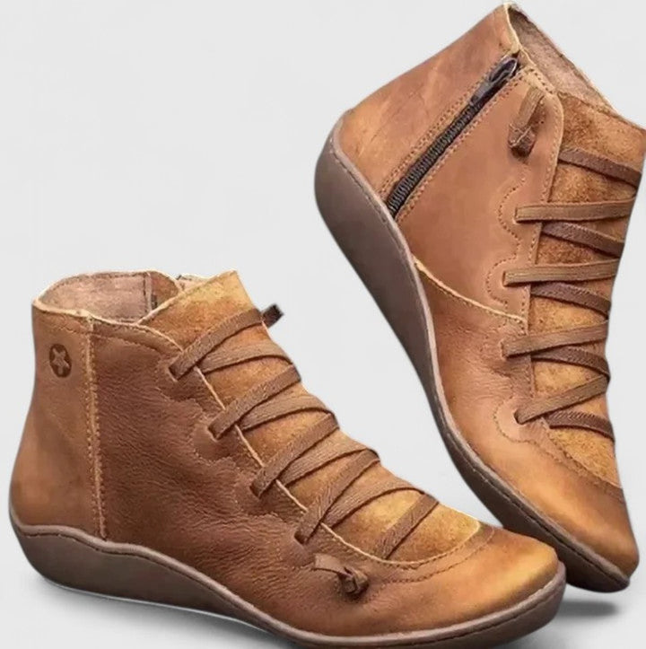 Women's Orthopedic Arch-Support Lace-Up Ankle Boots - Brown