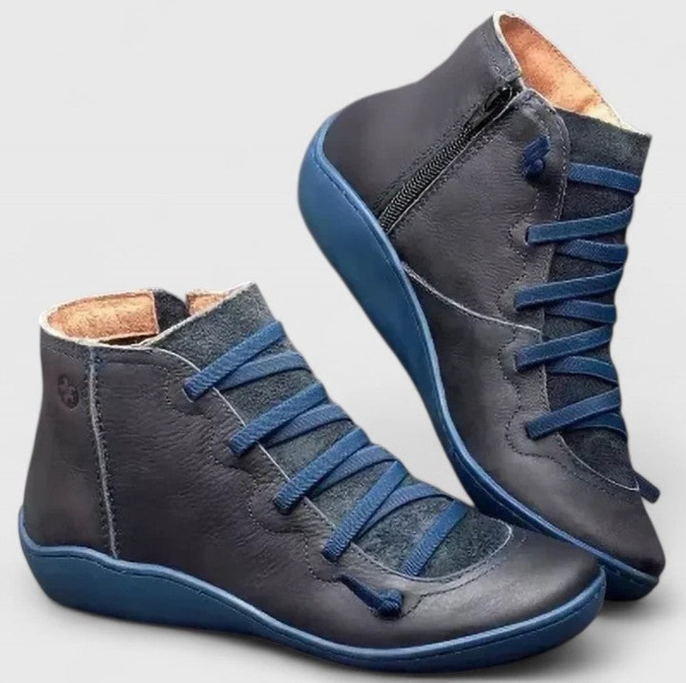 Women's Orthopedic Arch-Support Lace-Up Ankle Boots - Blue