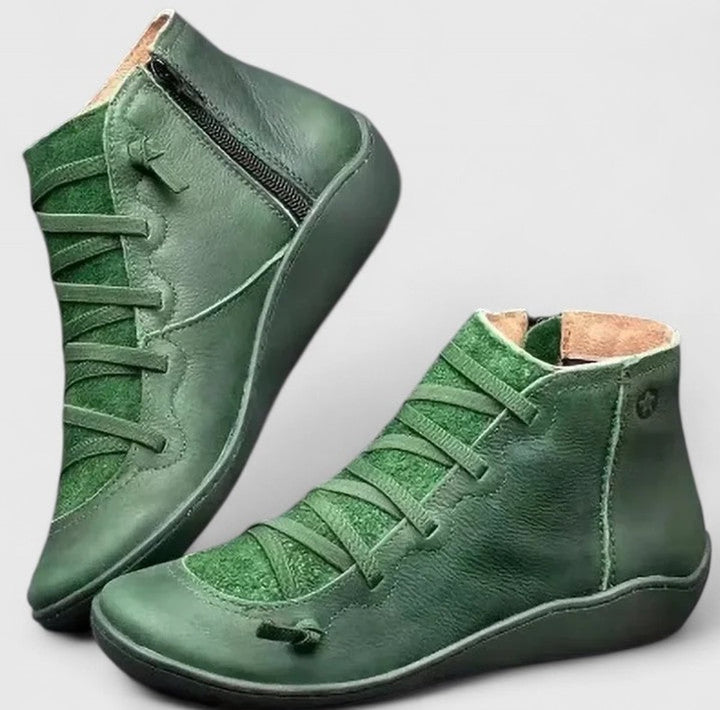 Women's Orthopedic Arch-Support Lace-Up Ankle Boots - Green