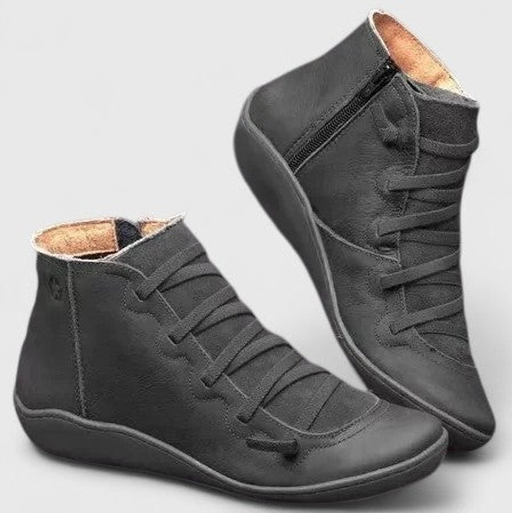 Women's Orthopedic Arch-Support Lace-Up Ankle Boots - Black