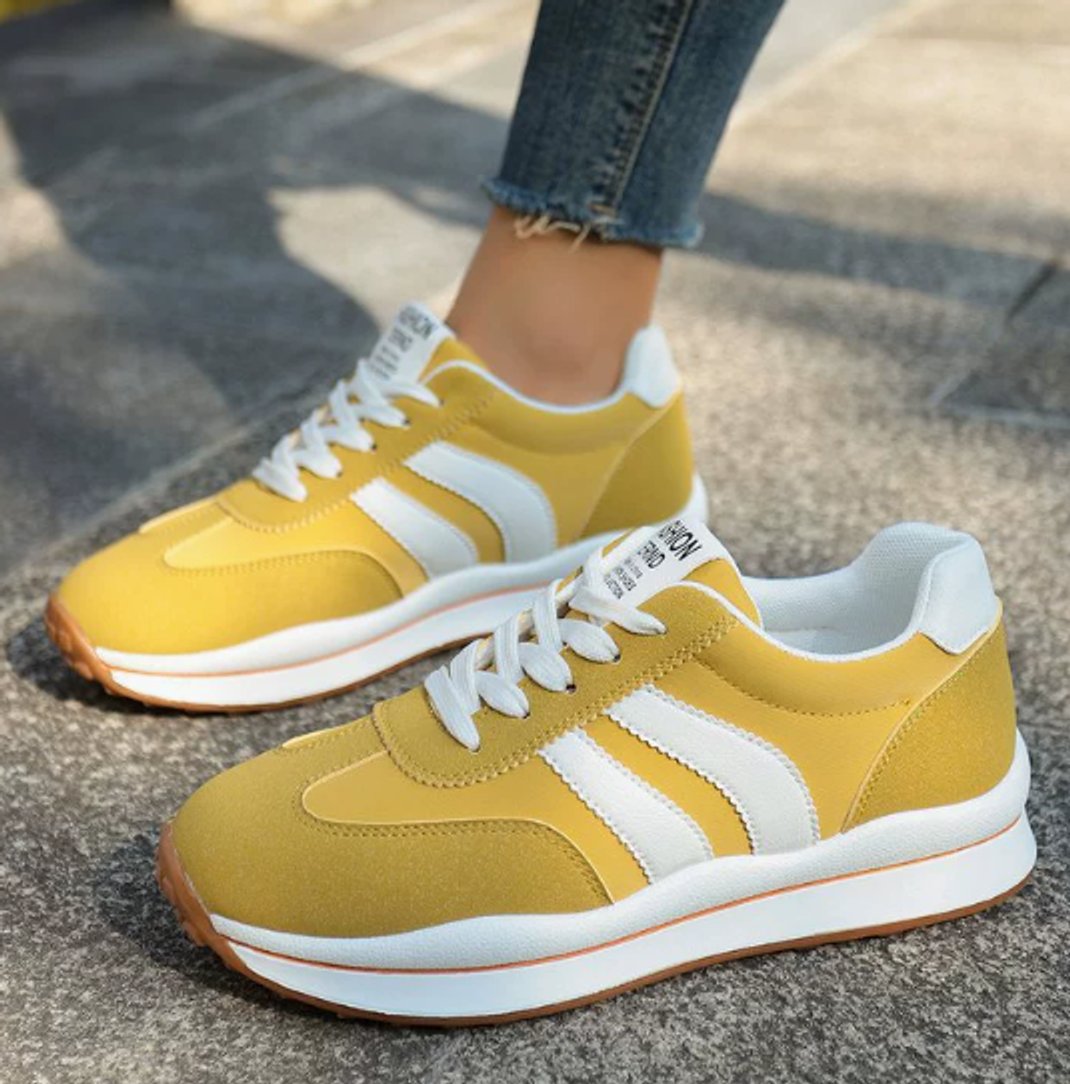 Women's Orthopedic Arch-Support Lace-Up Retro Sneakers - Yellow