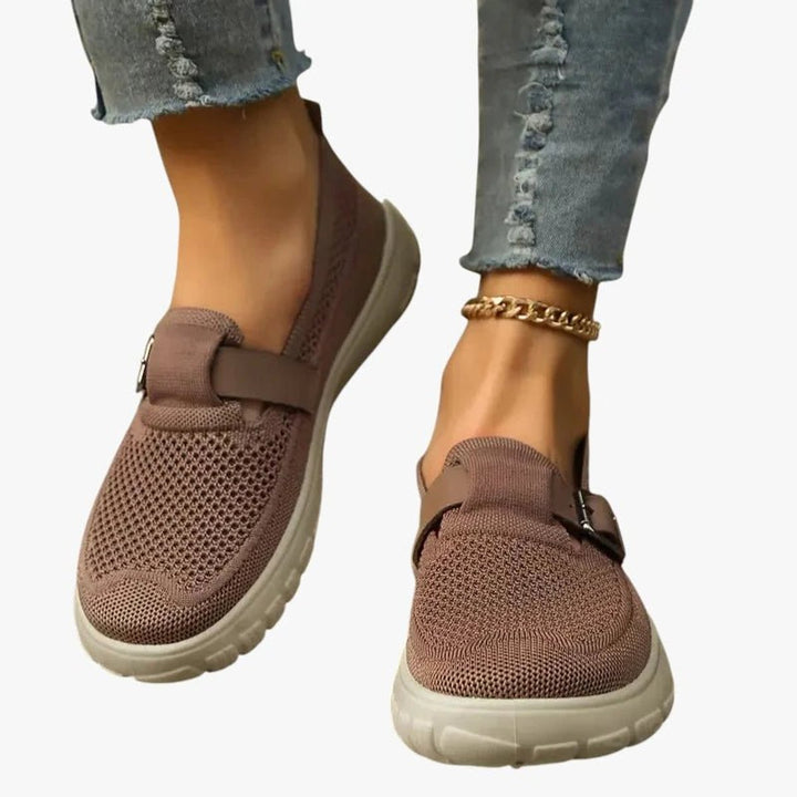 Women's Orthopedic Breathable Mesh Buckle Slip-On Sneakers