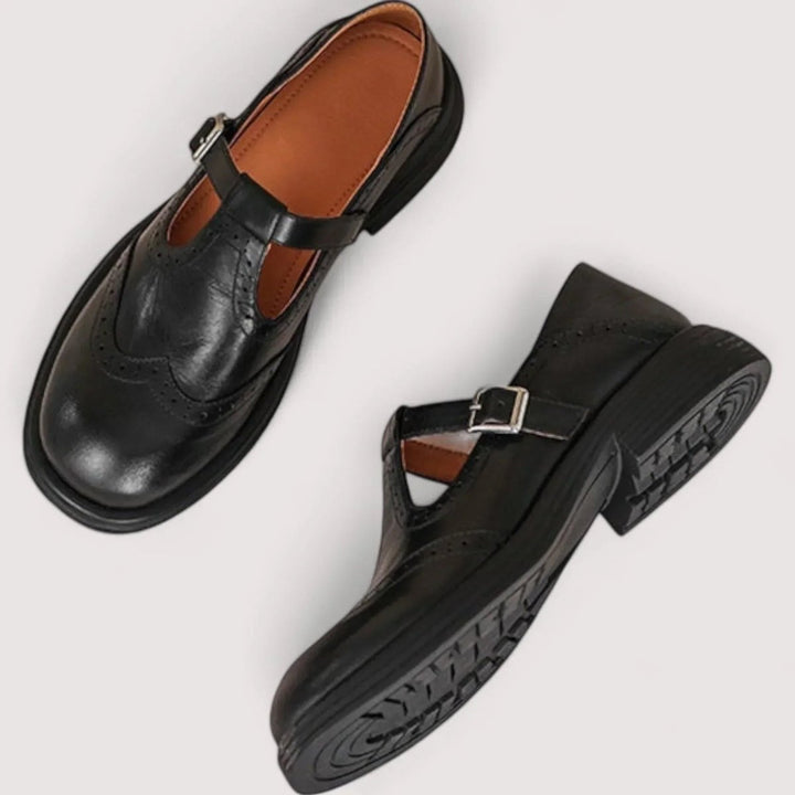 Women's Orthopedic Brogue T-Strap Mary Jane Flats