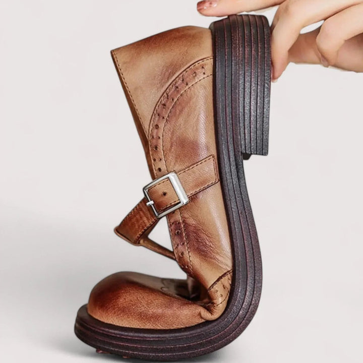 Women's Orthopedic Brogue T-Strap Mary Jane Flats