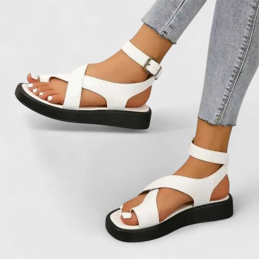 Women's Orthopedic Crossover-Strap Ankle-Buckle Flat Sandals