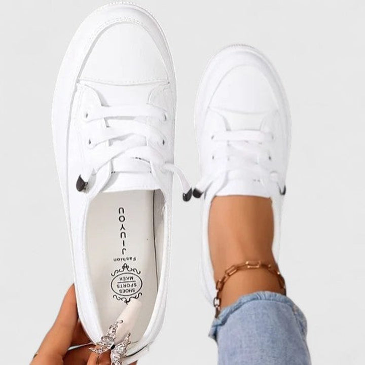 Women's Orthopedic Cushioned Lace-Up Platform Sneakers - White