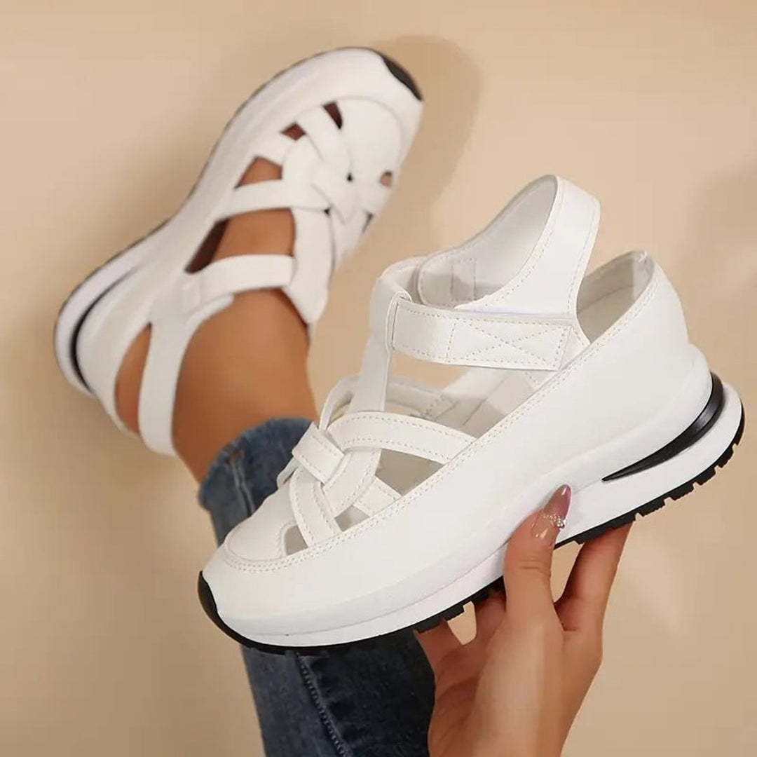 Women's Orthopedic Cutout Platform Hook-and-Loop Sandals