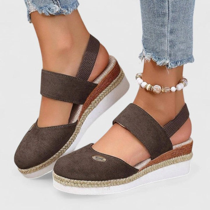 Women's Orthopedic Elastic-Strap Espadrille Wedge Sandals