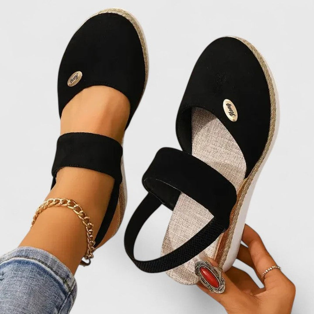 Women's Orthopedic Elastic-Strap Espadrille Wedge Sandals