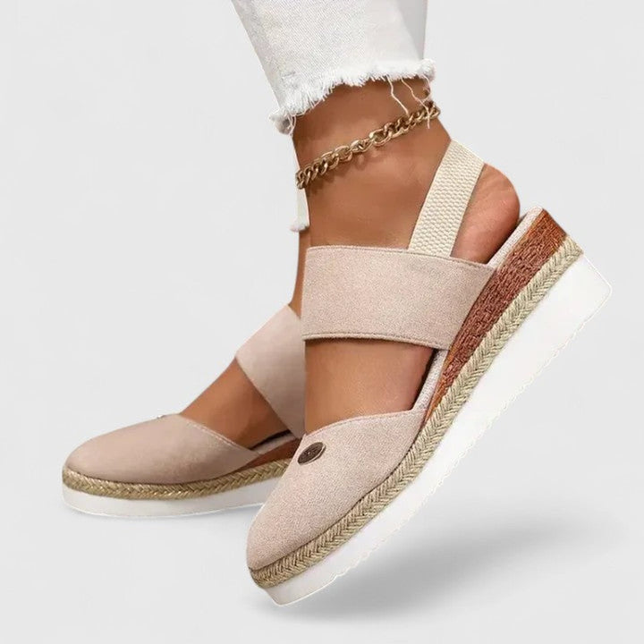 Women's Orthopedic Elastic-Strap Espadrille Wedge Sandals