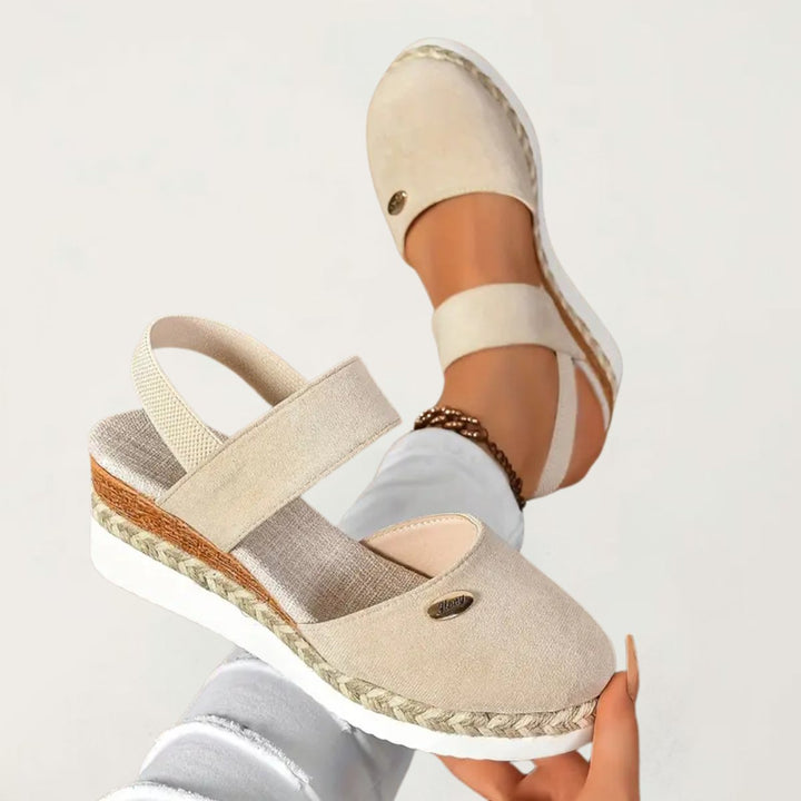 Women's Orthopedic Espadrille Wedge Slingback Sandals - Beige