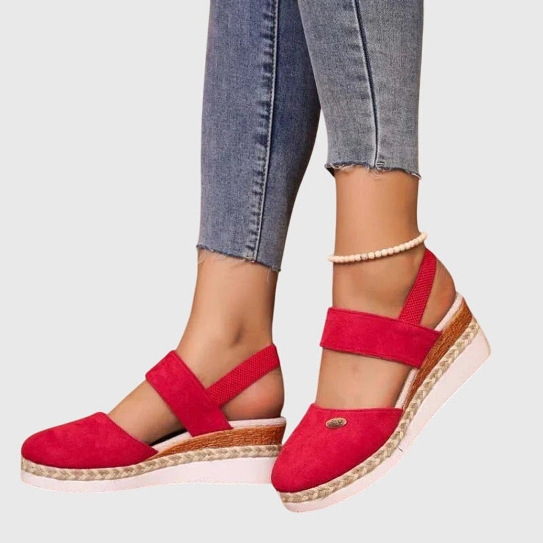 Women's Orthopedic Espadrille Wedge Slingback Sandals - Red