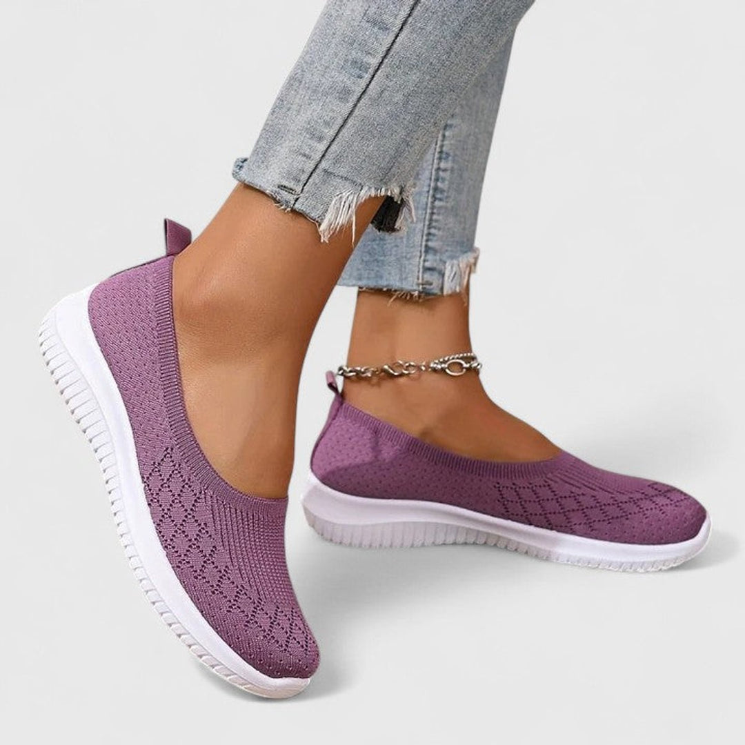 Women's Orthopedic Knit Slip-On Sneaker Flats - Purple