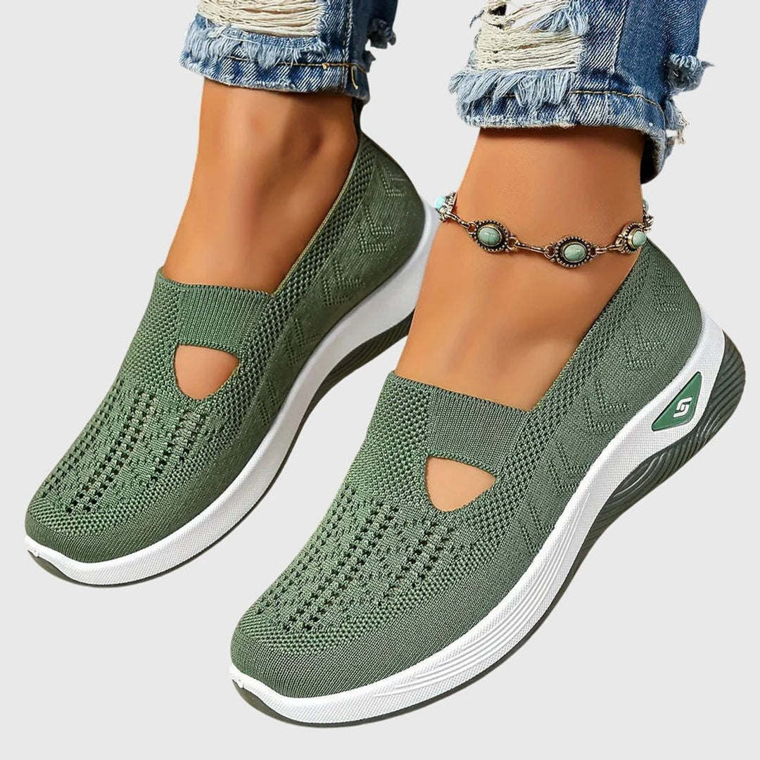 Women's Orthopedic Knit Slip-On Sneakers Breathable Walking Shoes - Green