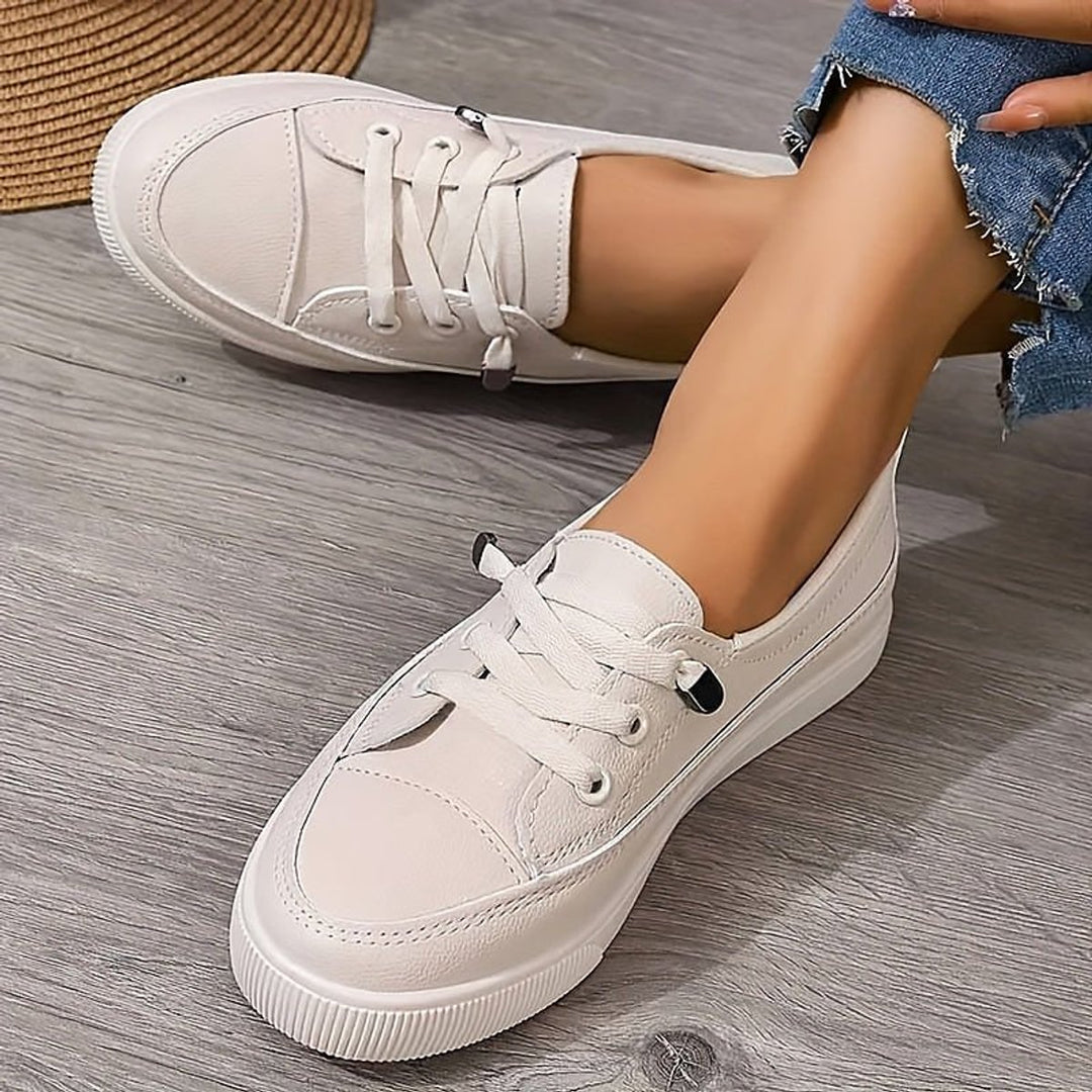 Women's Orthopedic Lace-Up Arch-Support Casual Sneakers - Beige