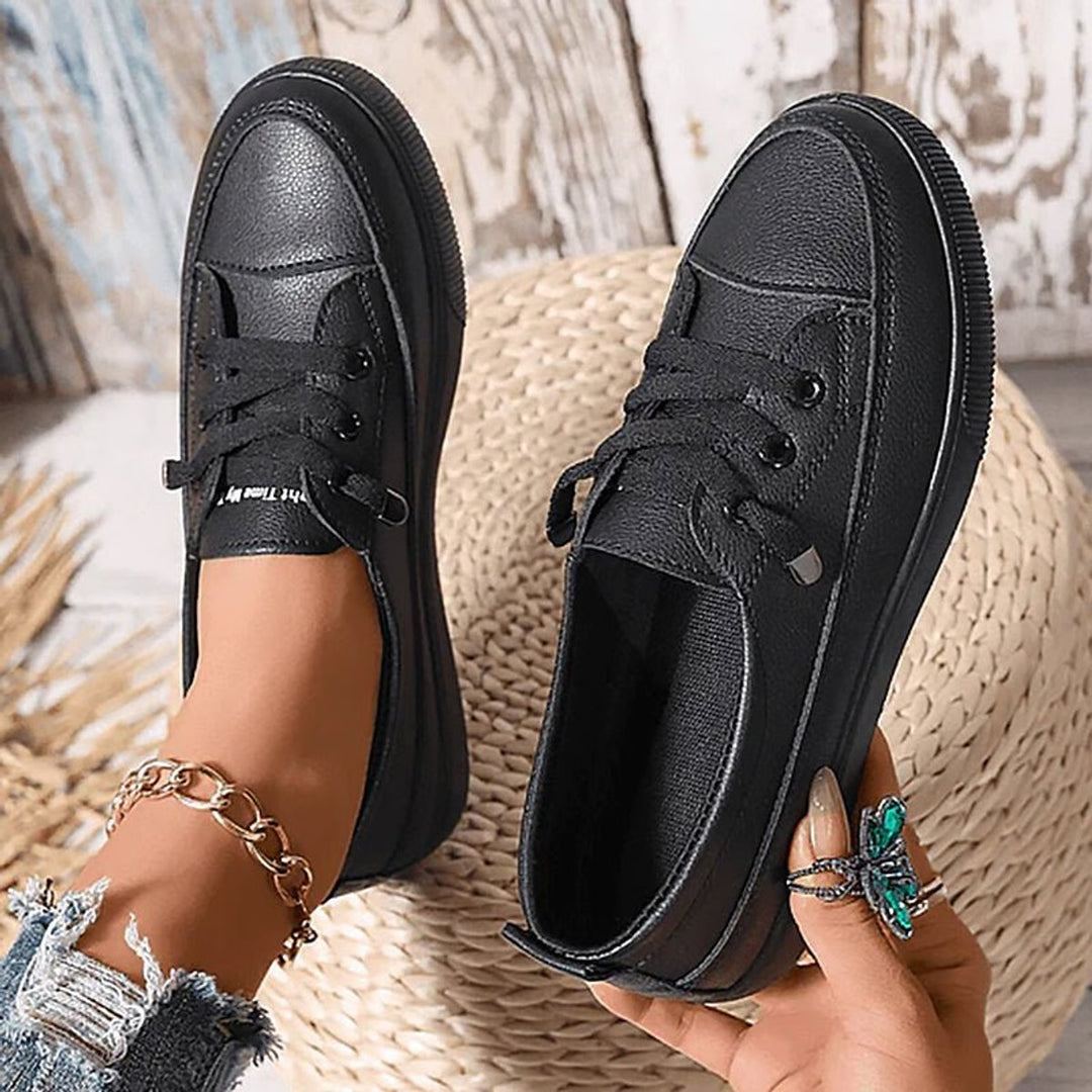 Women's Orthopedic Lace-Up Arch-Support Casual Sneakers - Black