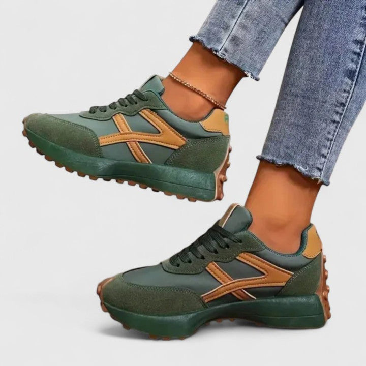 Women's Orthopedic Lace-Up Cushioned Platform Sneakers - Green