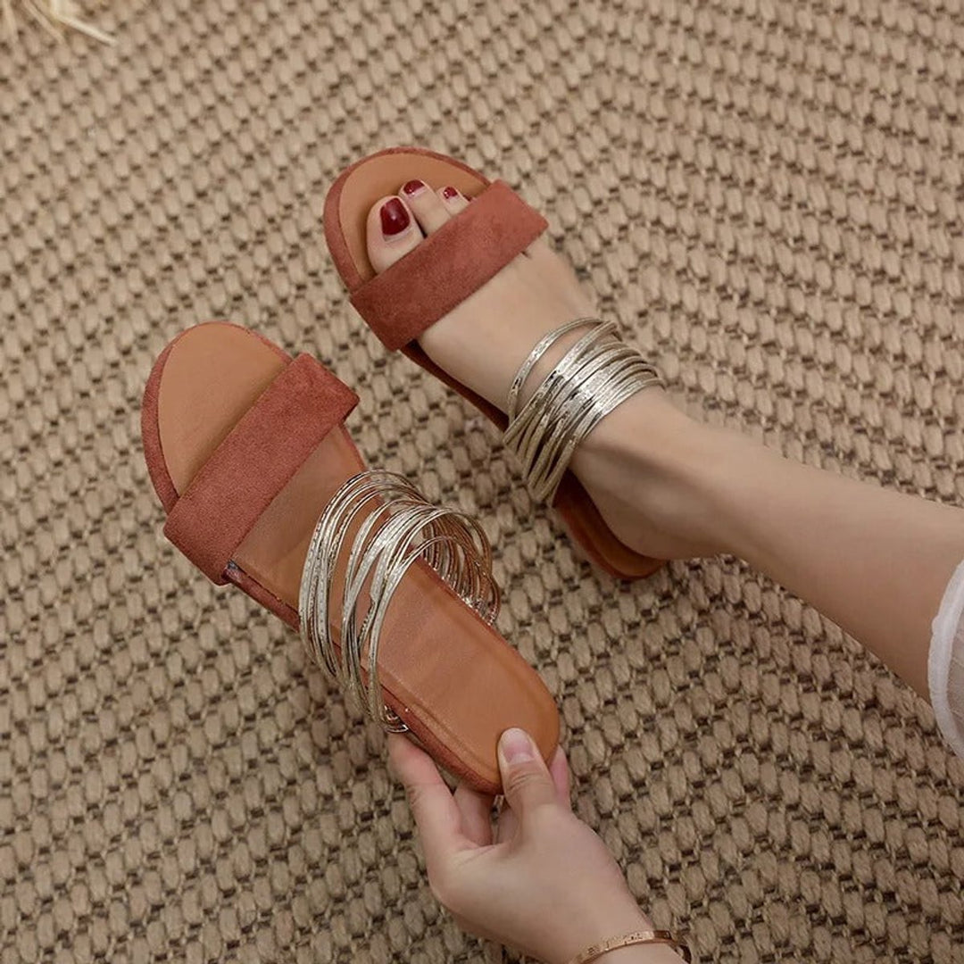 Women's Orthopedic Memory-Foam Slip-On Multi-Strap Flat Sandals