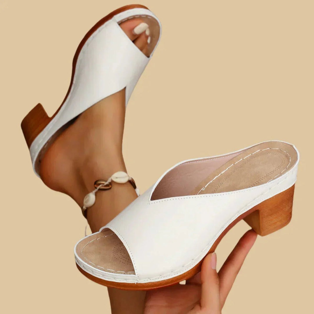 Women's Orthopedic Open-Toe Slip-On Block Heel Mule Sandals
