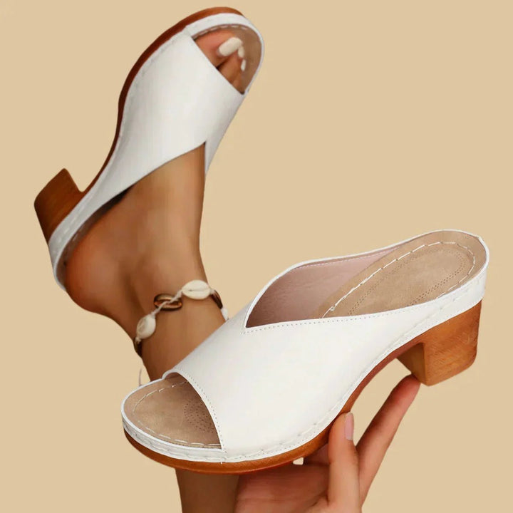 Women's Orthopedic Open-Toe Slip-On Block Heel Mule Sandals