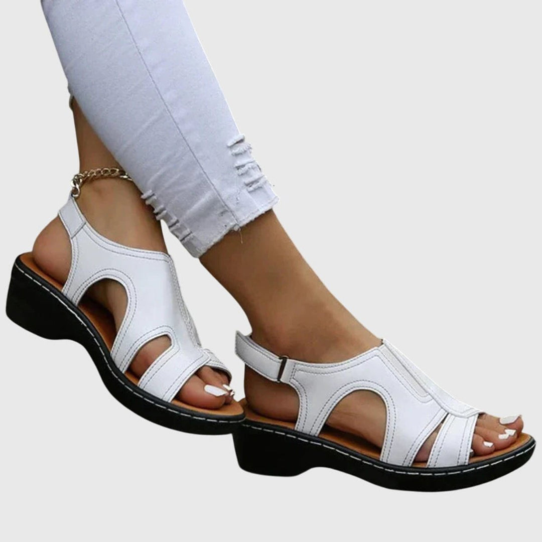 Women's Orthopedic Open-Toe Wedge Slip-On Sandals - White
