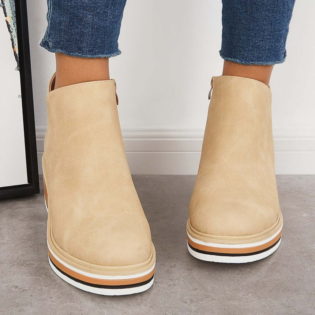 Women's Orthopedic Platform Faux Leather Ankle Boots