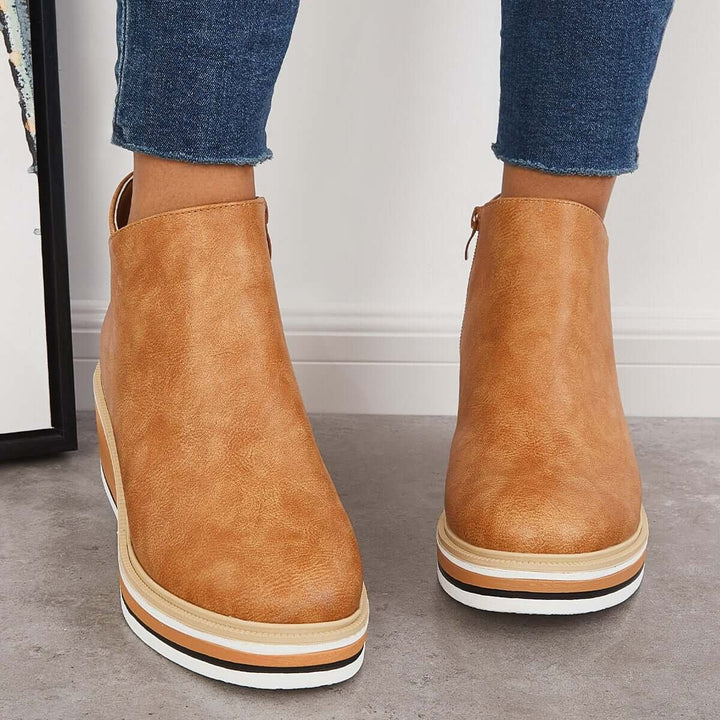 Women's Orthopedic Platform Faux Leather Ankle Boots