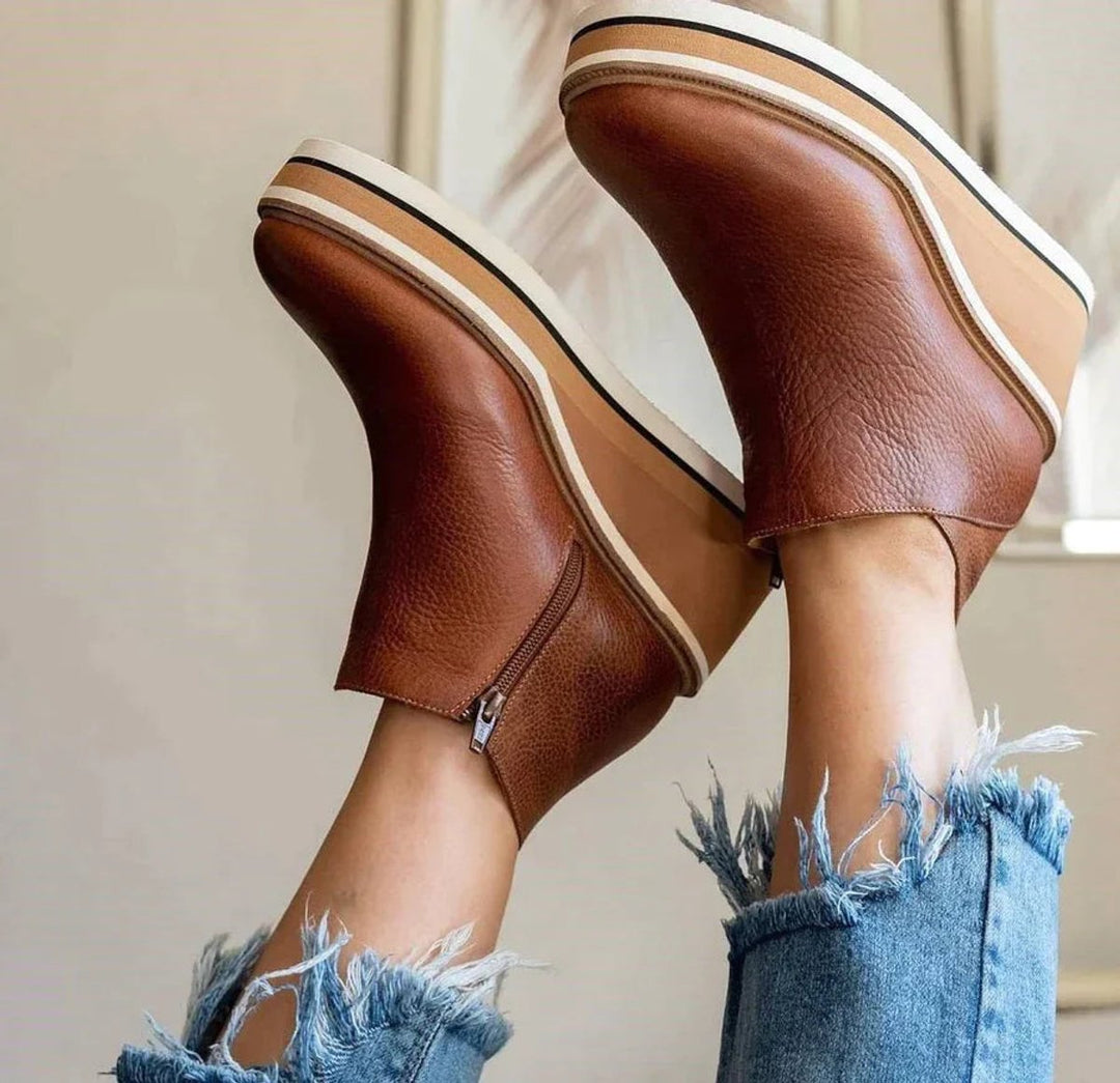 Women's Orthopedic Side-Zip Leather-Look Ankle Boots